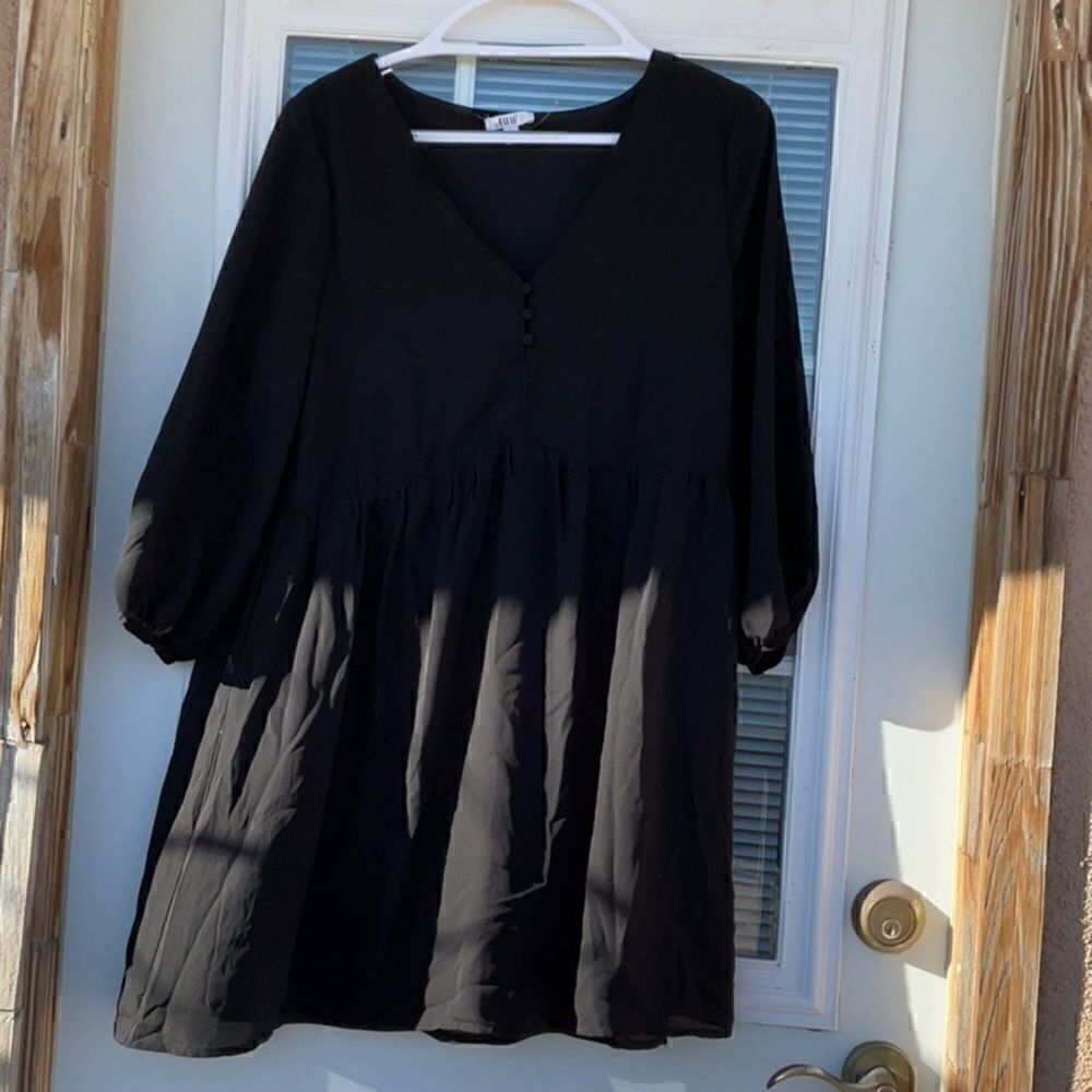 Take 50% OFF- A.U.W V-neck Black Mini Dress, Size-L